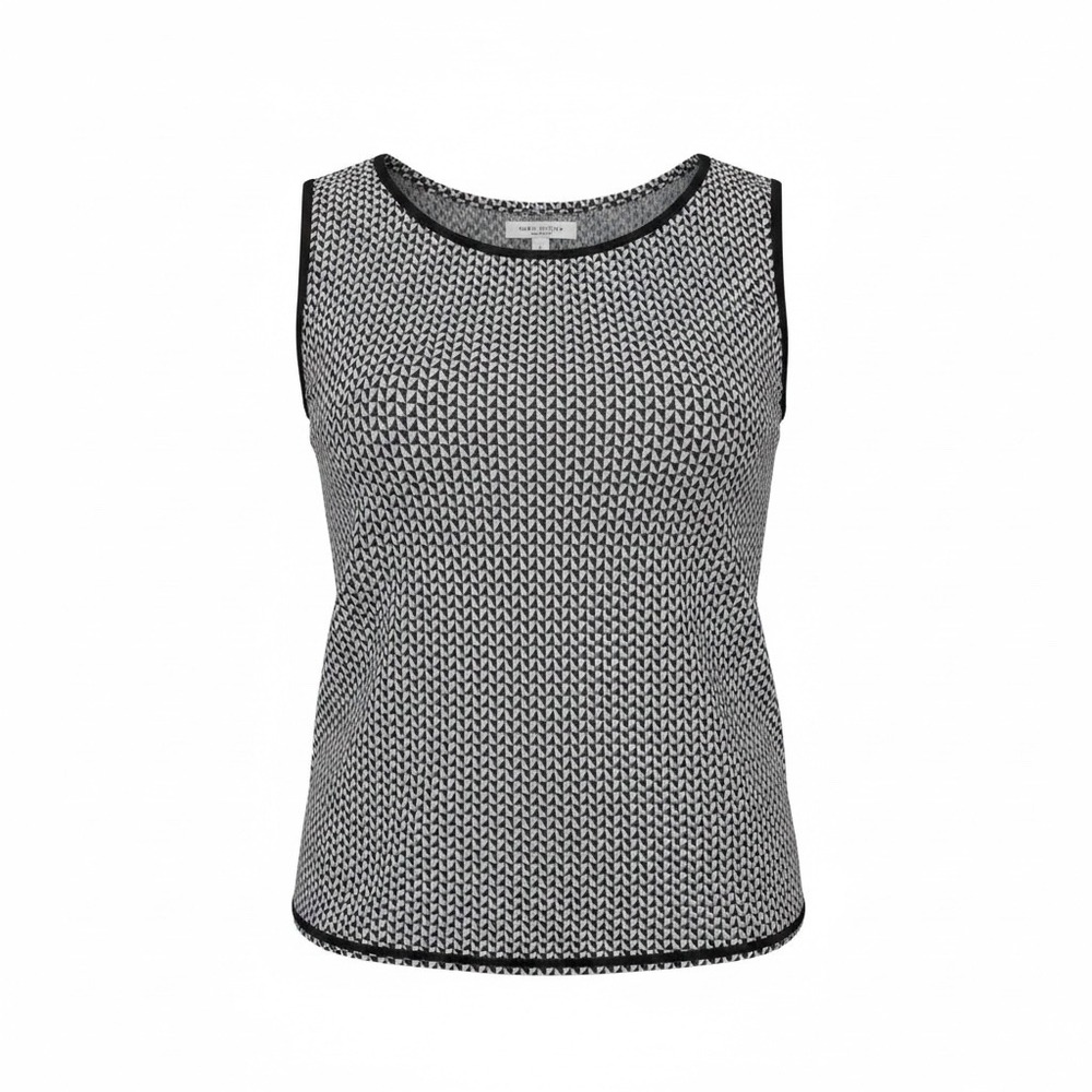 Max Studio London Womens Geometric Knit Sleeveless Top Black White 4708Q78 S